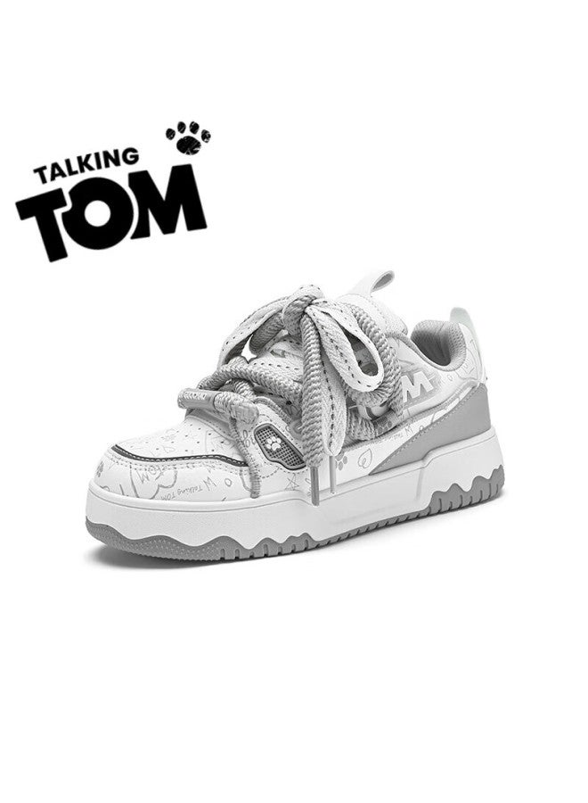 Talkingtom Uni Shoes  Autumn Winter New Plush Lined Casual Sneakers White Gray Size 40 - Image 3