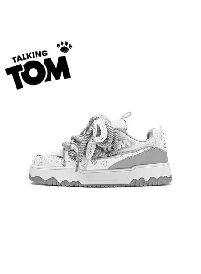 Talkingtom Uni Shoes  Autumn Winter New Plush Lined Casual Sneakers White Gray Size 40 - Image 2
