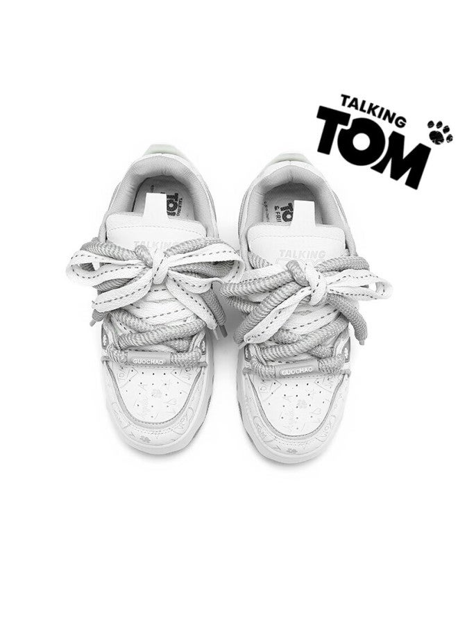 Talkingtom Uni Shoes  Autumn Winter New Plush Lined Casual Sneakers White Gray Size 40 - Image 4