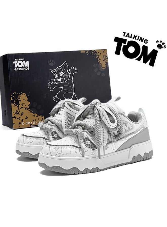 Talkingtom Uni Shoes  Autumn Winter New Plush Lined Casual Sneakers White Gray Size 40 - Image 1