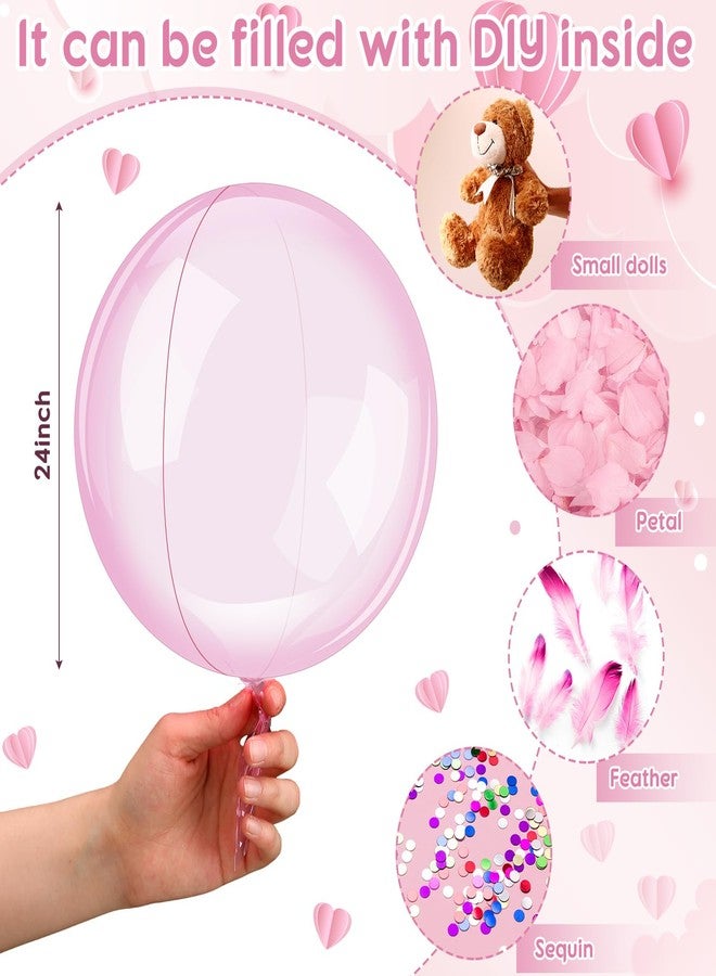 Civaner 30 Pcs 24 Inch Bubble Pink Clear Bobo Balloons for Stuffing Pre Stretched Large Stuffable Bubbles for Christmas Wedding Birthday Baby Shower Party Decoration - Image 2