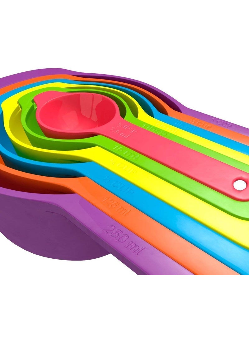 PURCHASE PLUSE PURCHASE PLUSE 6 PCs Measuring Cups and Spoons Space Saving Design Colorful Kitchen Cooking and Baking Measurement Measuring Cups Spoons Set Multicolor  - Image 2
