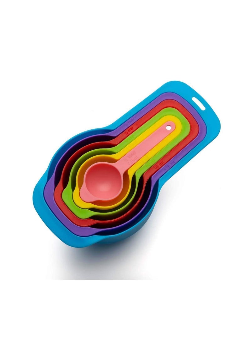 PURCHASE PLUSE PURCHASE PLUSE 6 PCs Measuring Cups and Spoons Space Saving Design Colorful Kitchen Cooking and Baking Measurement Measuring Cups Spoons Set Multicolor  - Image 1