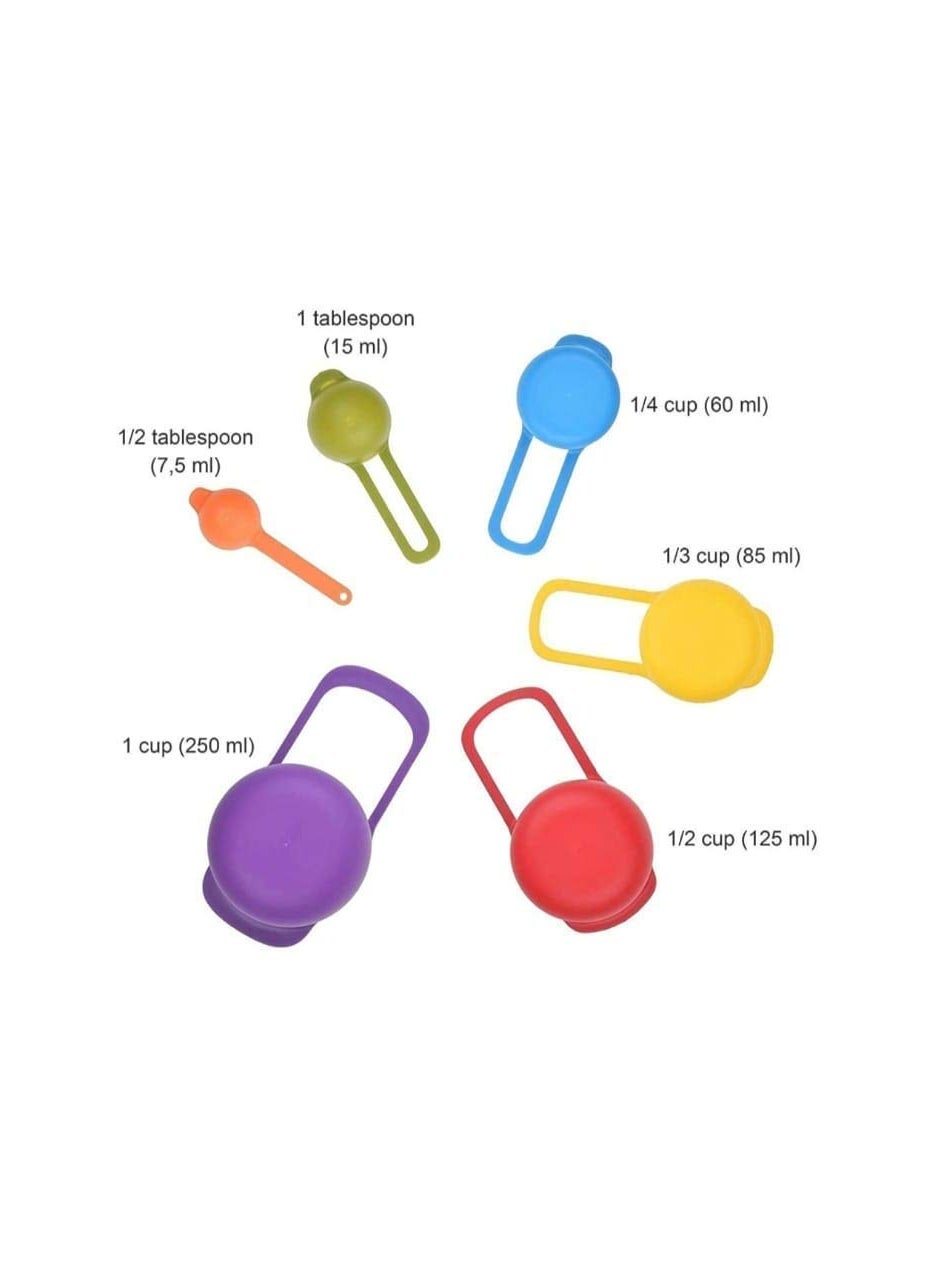 PURCHASE PLUSE PURCHASE PLUSE 6 PCs Measuring Cups and Spoons Space Saving Design Colorful Kitchen Cooking and Baking Measurement Measuring Cups Spoons Set Multicolor  - Image 4