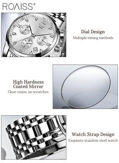 roaiss Men's Automatic Watch Self-Wind Auto Mechanical Watch with Stainless Steel Band Calendar Fashion Men Watch Waterproof Wristwatch for Male  - Image 5