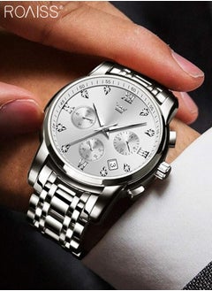 roaiss Men's Automatic Watch Self-Wind Auto Mechanical Watch with Stainless Steel Band Calendar Fashion Men Watch Waterproof Wristwatch for Male  - Image 2