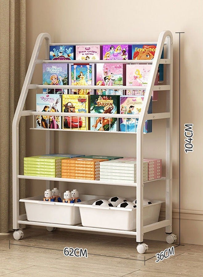 رولستيمي الاطفال رف الكتب قائما بذاته خزانة للأطفال غرفة لعبة المنظم كبير الحديثة الحد الأدنى الأبيض مستقرة ميتيل مكتبة غرفة نوم ، المعيشة ، مكتبة - Image 5