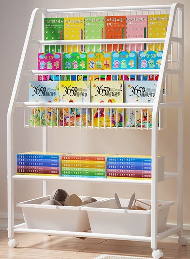 رولستيمي الاطفال رف الكتب قائما بذاته خزانة للأطفال غرفة لعبة المنظم كبير الحديثة الحد الأدنى الأبيض مستقرة ميتيل مكتبة غرفة نوم ، المعيشة ، مكتبة - Image 4