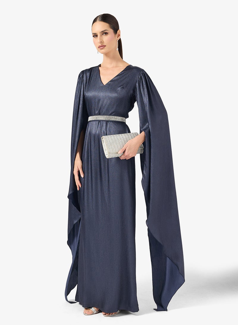Khizana Shimmer Dress With Exaggerated Sleeves - Image 1