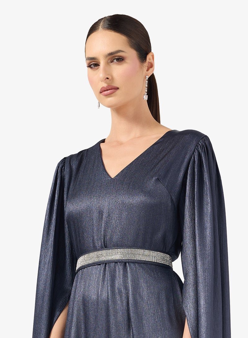 Khizana Shimmer Dress With Exaggerated Sleeves - Image 3