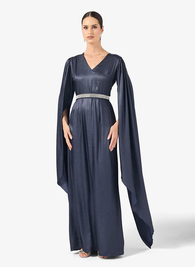 Khizana  Shimmer Dress With Exaggerated Sleeves for Women | Best Price UAE