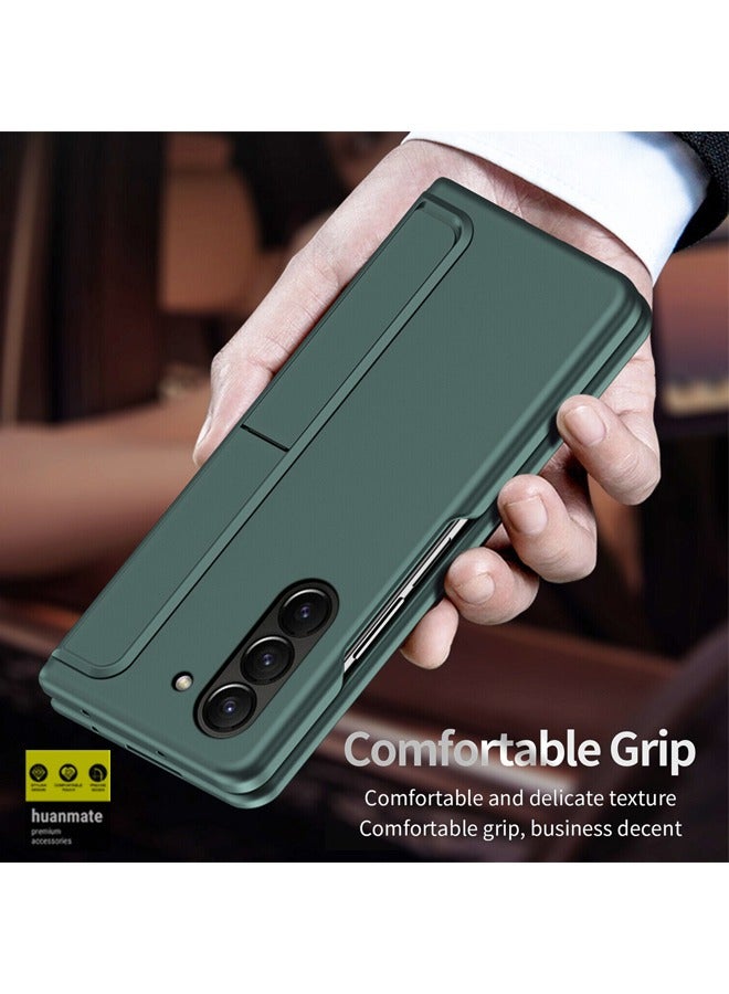 huanmate Premium 4 in 1 ShockProof Hard Case Case with touch Pen, Changable S Pen Holder & Kickstand Support Wireless Charging For Samsung Galaxy Z Fold5 Green - Image 5