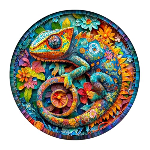Jigfoxy Wooden Puzzles for Adults Paper Chameleon Wood Puzzle for Adults Unique AnimalShaped Wooden Jigsaw Puzzle Christmas Thanksgiving Gifts for Family and Friends M114 114in200pcs - Image 1