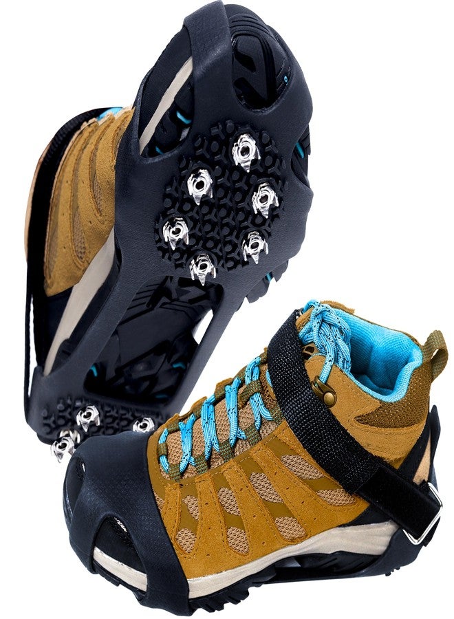 TKHDBF Crampons, Ice Cleats for Shoes and Boots Shoe Spikes for Snow and Ice Non Slip Gripper with Straps for Winter Hiking Ice Fishing - Image 1