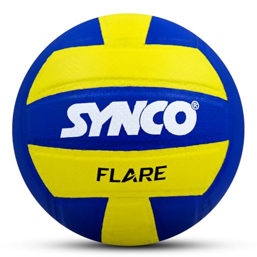 Synco Flare Volleyball | Pro Club Match Volleyball | Soft Touch PU Pasted 18 Panel Ball | Water Resistant, Anti-Slip, Durable Build | Indoor & Outdoor Play | Tournament Grade | Size 4 - Image 1