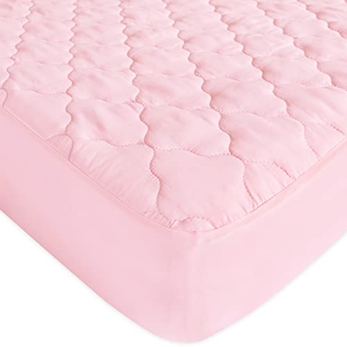 Biloban Mini Crib Mattress Protector Sheets Fitted Waterproof Mini Crib Mattress Pad Cover, Noiseless & Machine Wash 100% Absorbent Mini Crib Mattress Protector Sheet Quilted, Pink, 38" x 24" - Image 4