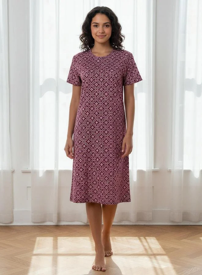 سبلاش فيڤ Printed Sleepshirt with Short Sleeves