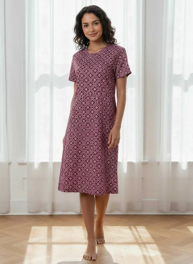 سبلاش فيڤ Printed Sleepshirt with Short Sleeves