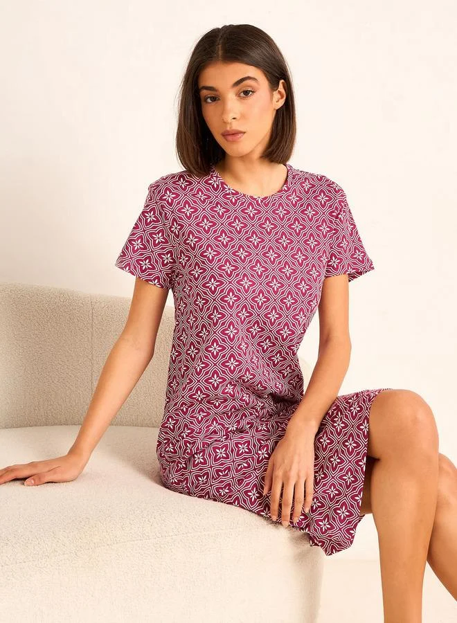 سبلاش فيڤ Printed Sleepshirt with Short Sleeves