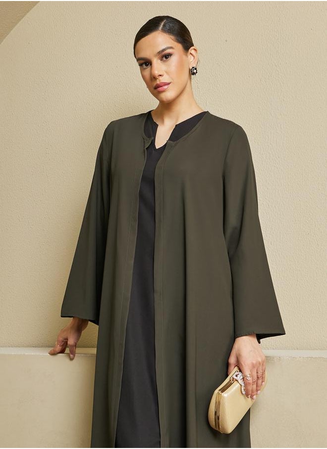 Styli Regular Fit Front Open Crepe Abaya  - Image 2