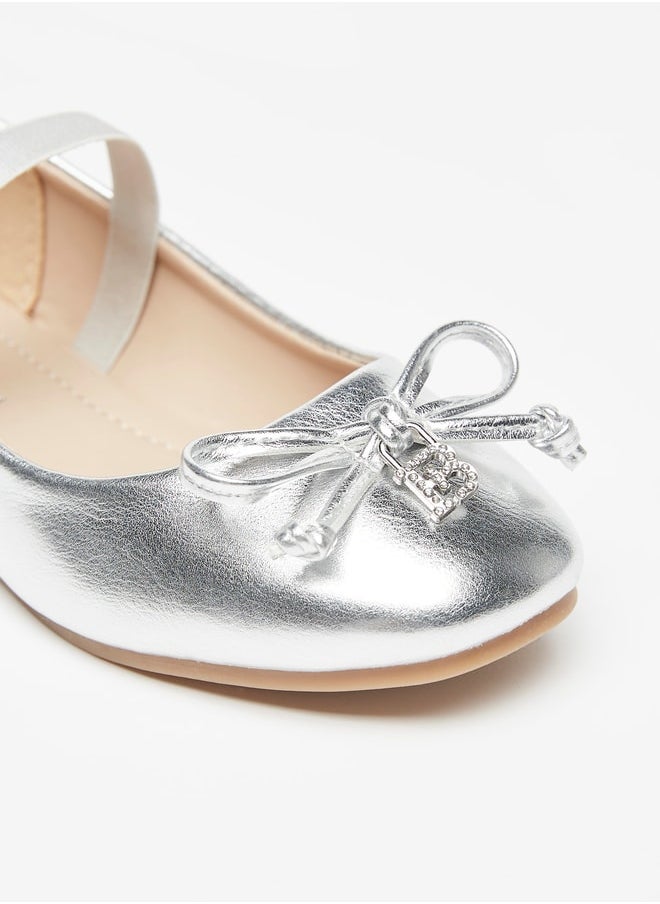 Flora Bella By Shoexpress - Girl's Solid Slip-On Mary Jane Shoes with Bow Applique and Elasticated Strap Ramadan Collection - Image 1
