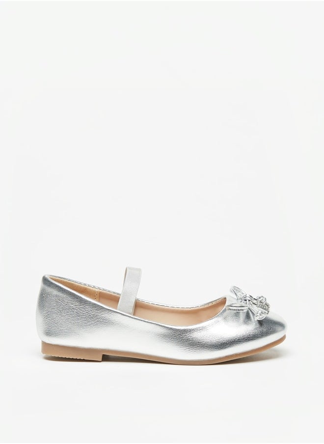 Flora Bella By Shoexpress - Girl's Solid Slip-On Mary Jane Shoes with Bow Applique and Elasticated Strap Ramadan Collection - Image 1
