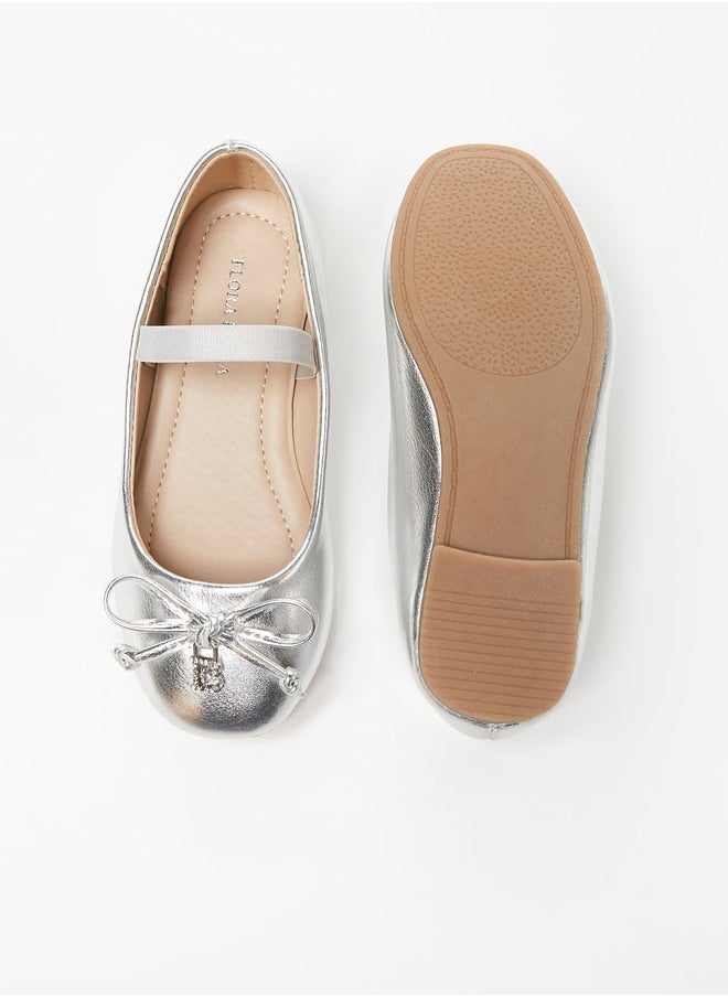 Flora Bella By Shoexpress - Girl's Solid Slip-On Mary Jane Shoes with Bow Applique and Elasticated Strap Ramadan Collection - Image 1