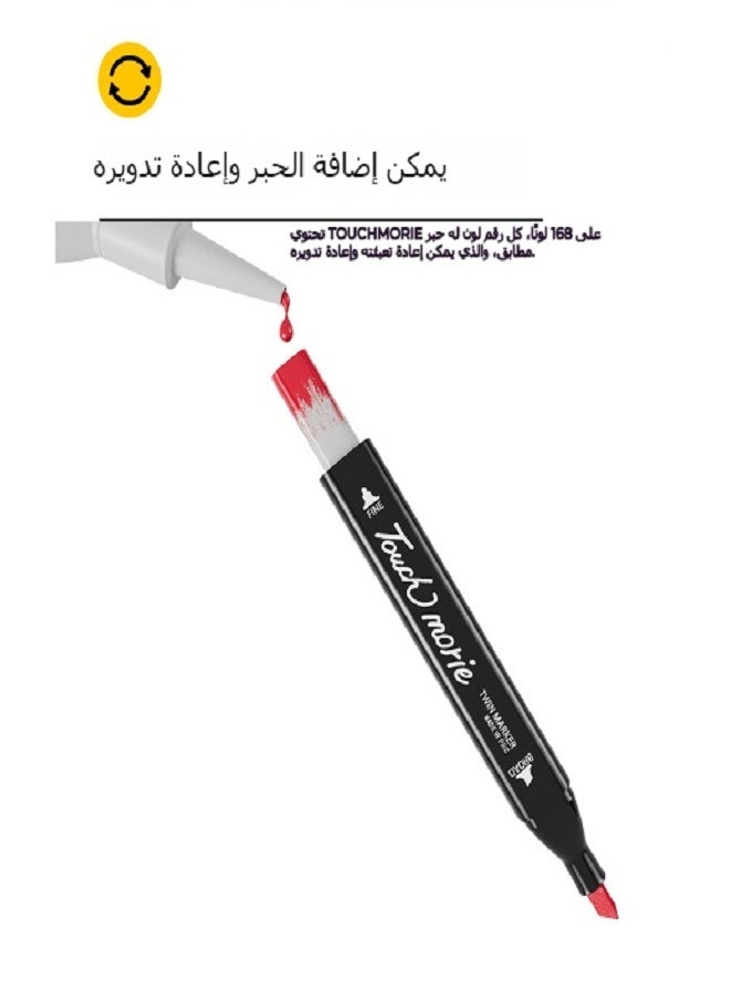 تاتش مجموعة تاتش موري 30 لونًا من أقلام التحديد ذات الرأس المزدوج للأطفال والكبار أقلام الرسم والتلوين  - Image 2
