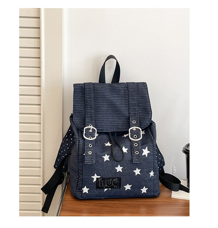 Casual Denim Backpack Niche Large Capacity Women'S Travel Backpack School Bag - Image 1
