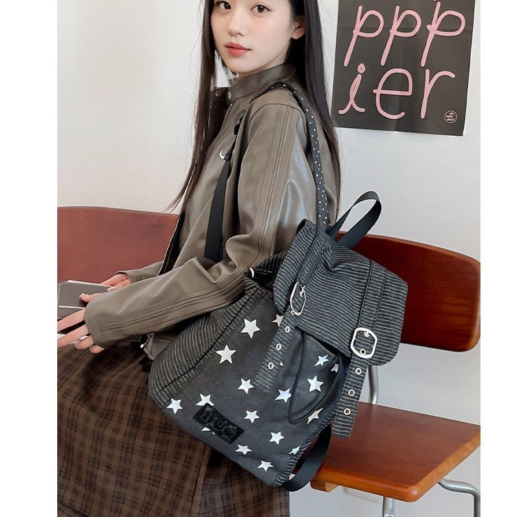 Casual Denim Backpack Niche Large Capacity Women'S Travel Backpack School Bag - Image 3