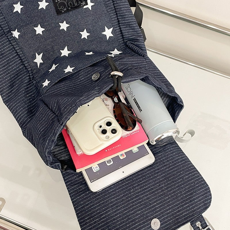 Casual Denim Backpack Niche Large Capacity Women'S Travel Backpack School Bag - Image 4