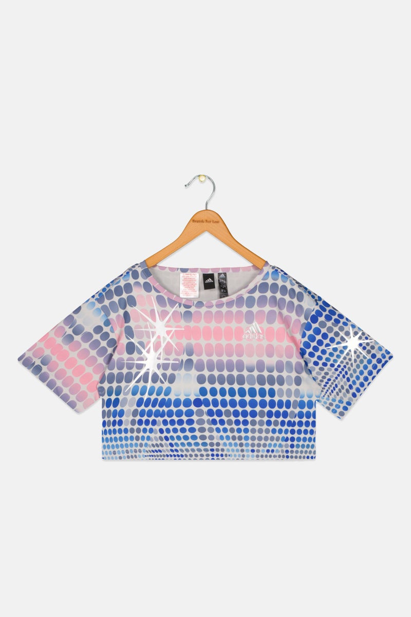 Adidas Kids Girl Sportswear Fit Short Sleeve Training Crop Top, Multicolor - Image 1