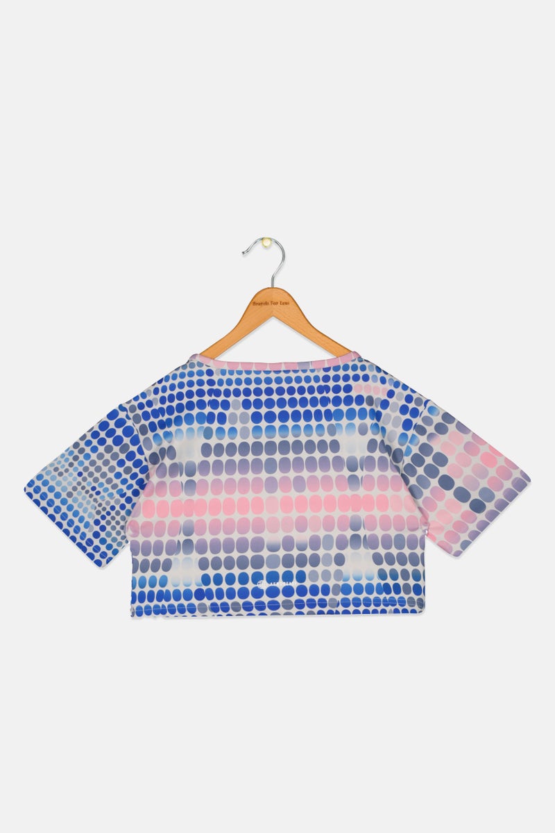 Adidas Kids Girl Sportswear Fit Short Sleeve Training Crop Top, Multicolor - Image 2