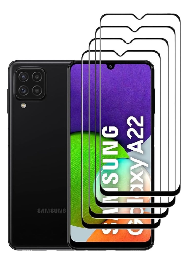 AINA 4 Pieces Tempered Glass Screen Protector 5D Designed For Samsung Galaxy A22 Full Glue Edge to Edge Full Screen Coverage And Bubble Free - Image 1