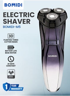 M5 Electric Shaver Wireless Electric Razor Beard Trimmer Wet & Dry Hair Shaver Rechargeable Type-C IPX7 Waterproof - Black