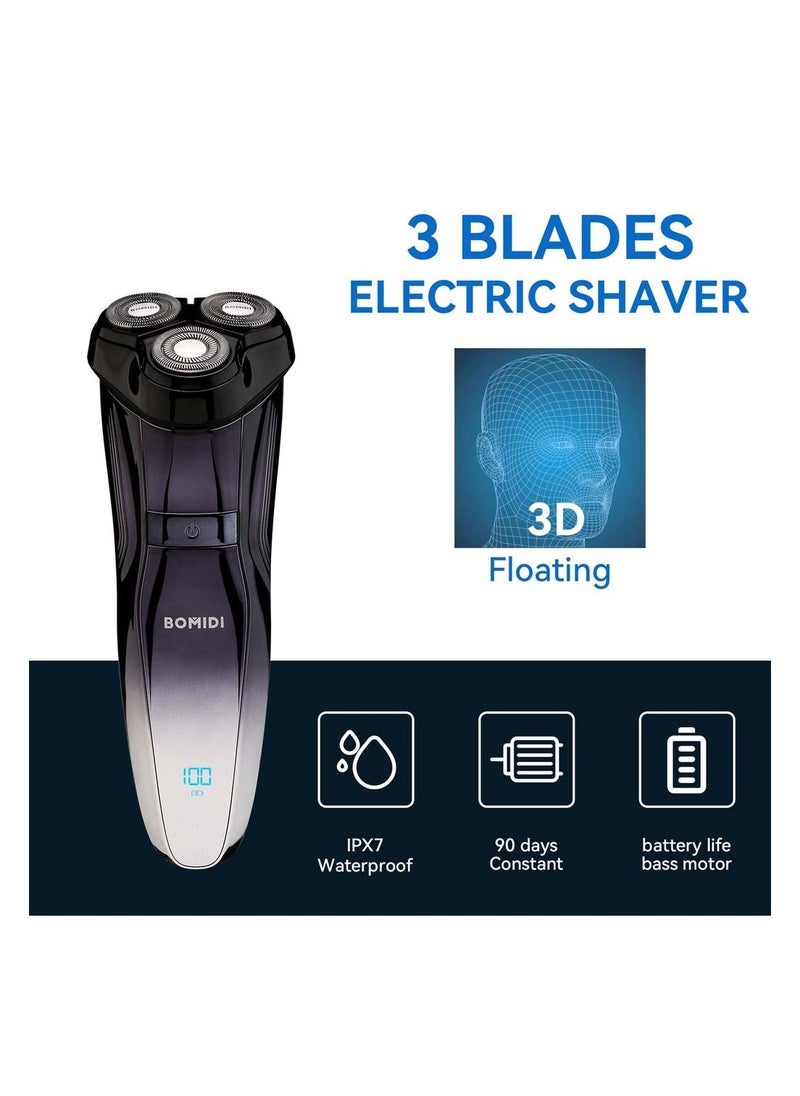 BOMIDI M5 Electric Shaver Wireless Electric Razor Beard Trimmer Wet & Dry Hair Shaver Rechargeable Type-C IPX7 Waterproof - Black  - Image 3