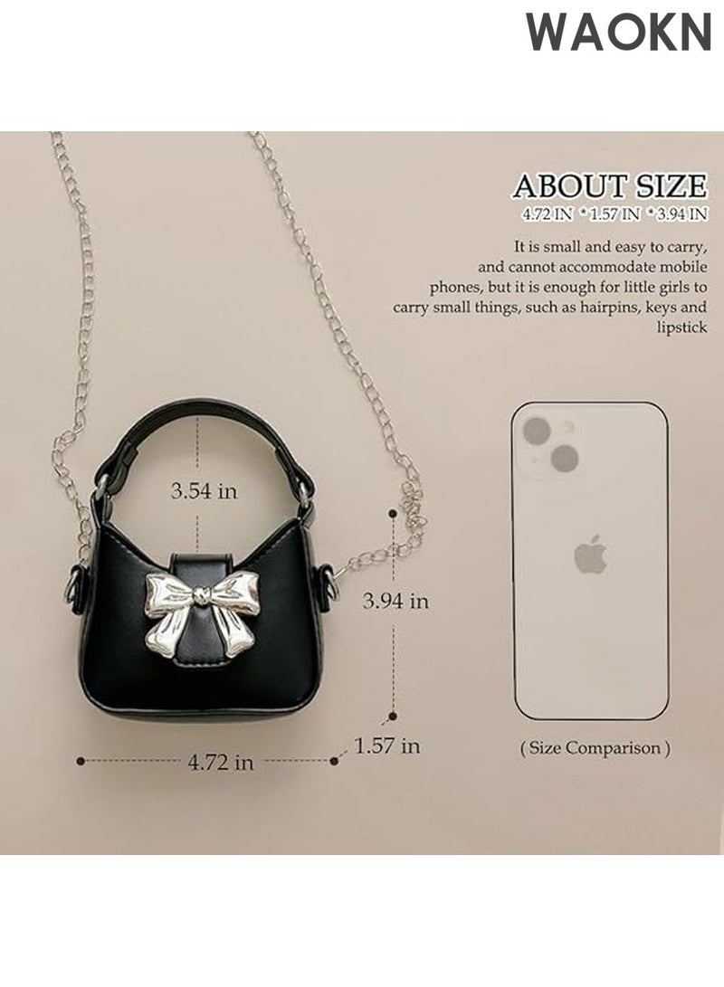 دبليو أيه أو كي أن حقيبة كروس بودي صغيرة للفتيات الصغيرات - حقيبة يد جذابة مزودة بمشبك مغناطيسي وحزام قابل للتعديل - حقيبة كتف لطيفة للأطفال من سن 4 إلى 12 عامًا - هدية عيد ميلاد مثالية وهدايا للحفلات وإكسسوارات للارتداء (أسود) - Image 4