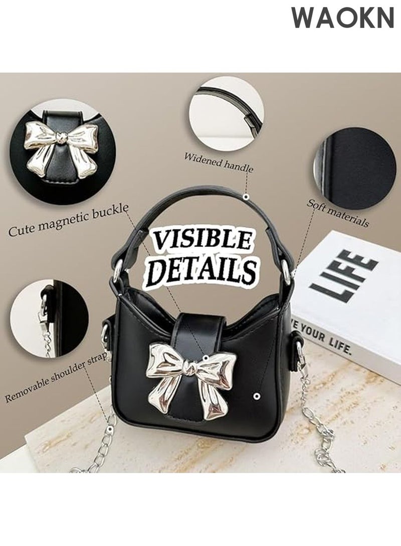 دبليو أيه أو كي أن حقيبة كروس بودي صغيرة للفتيات الصغيرات - حقيبة يد جذابة مزودة بمشبك مغناطيسي وحزام قابل للتعديل - حقيبة كتف لطيفة للأطفال من سن 4 إلى 12 عامًا - هدية عيد ميلاد مثالية وهدايا للحفلات وإكسسوارات للارتداء (أسود) - Image 3