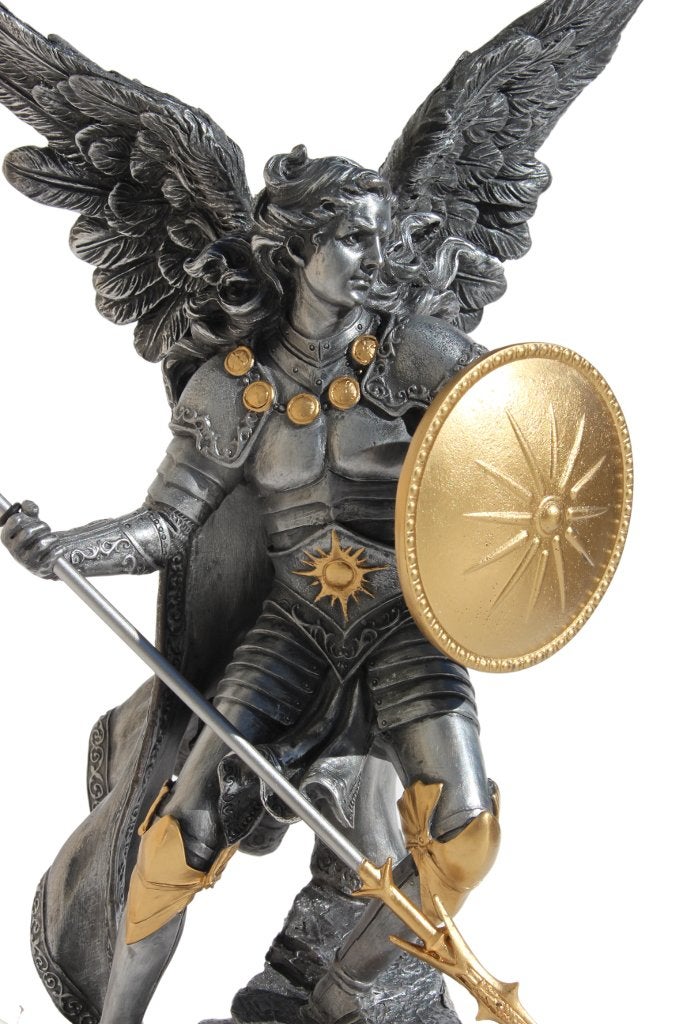 Unicorn Studio Veronese Design 13 5/8 "" Tall Raphael the Archangel Sculpture Dedical Gift تمثال بارد Pewter Pewter Sculpture Sculpture - Image 2