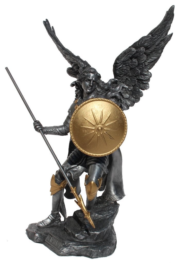 Unicorn Studio Veronese Design 13 5/8 "" Tall Raphael the Archangel Sculpture Dedical Gift تمثال بارد Pewter Pewter Sculpture Sculpture - Image 5