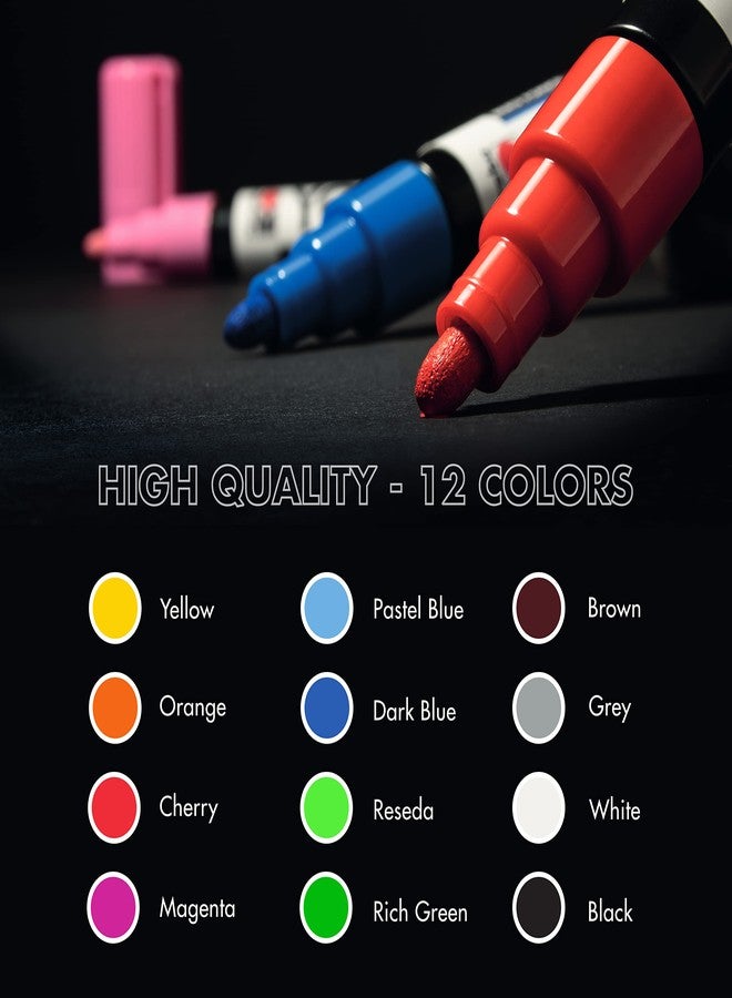 Marabu YONO Acrylic Paint Markers for Canvas - 12 Professional Paint Pens for Rocks, Glass, Leather, Graffiti, Sneakers and Shoes - Image 2