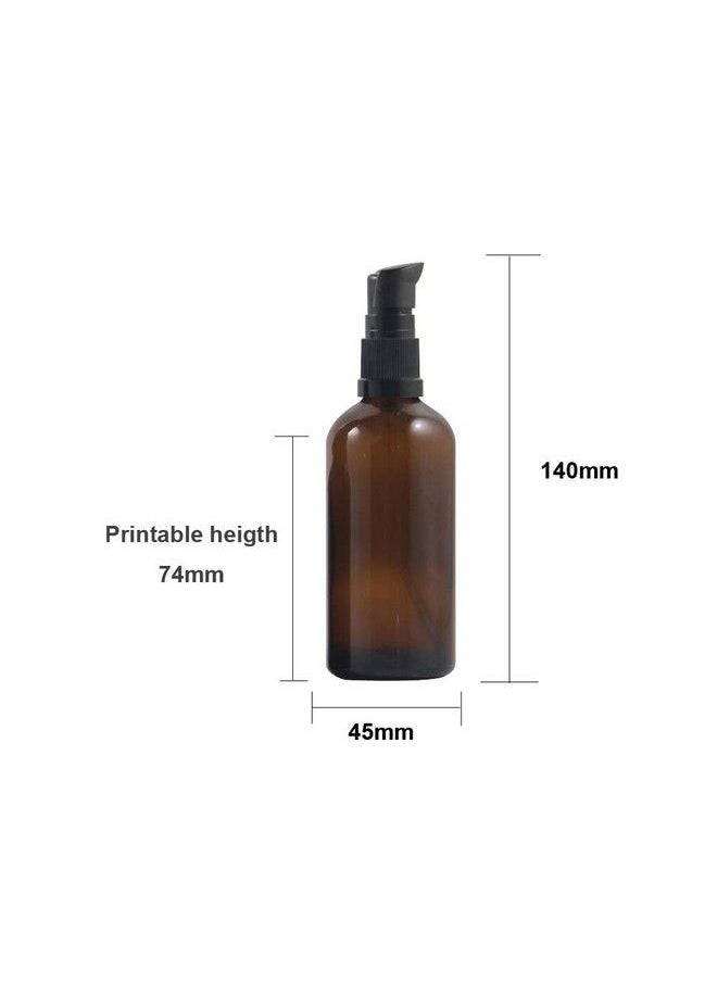 UPSTORE - 2Pcs (100Ml/ 3.4Oz) Amber Glass Empty Pump Press Bottles With Cap Refillable Portable Bottle Vial Case Makeup Pot Jar Travel Sub Bottling For Lotion Essence Emulsion Essence Serum Shampoo - Image 1