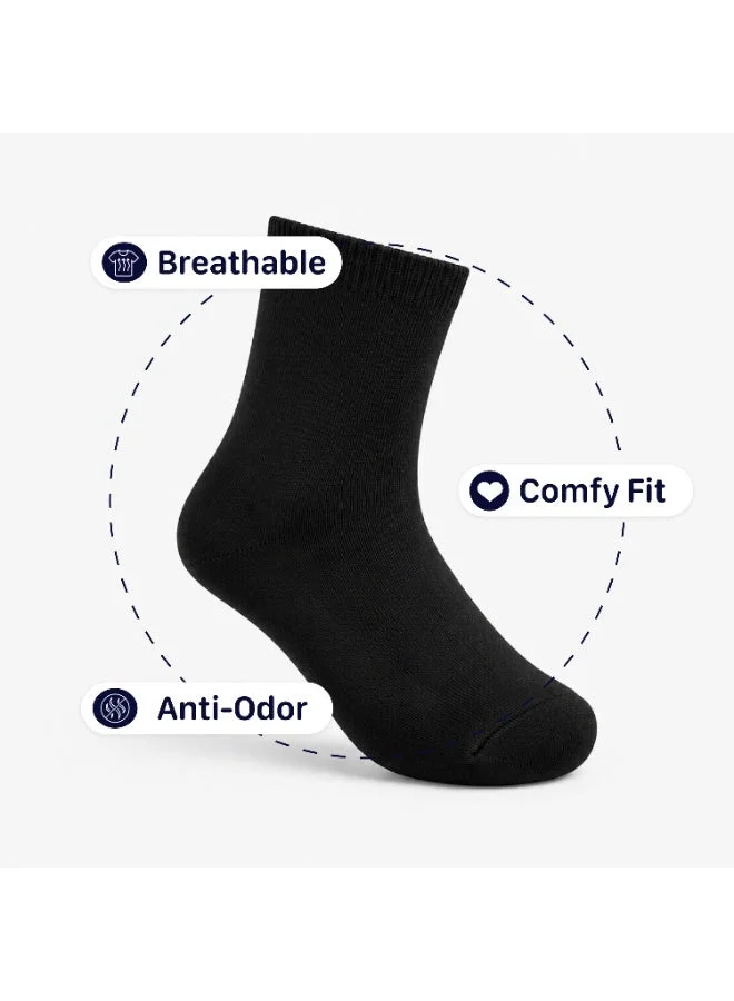 Luay black LUAY Kids Cotton Rich School Socks Pack of 6 | Unisex Ankle Length Socks for Boys & Girls | Soft Breathable Stretch Socks | Everyday School & Casual Wear | Black  | Best Price UAE