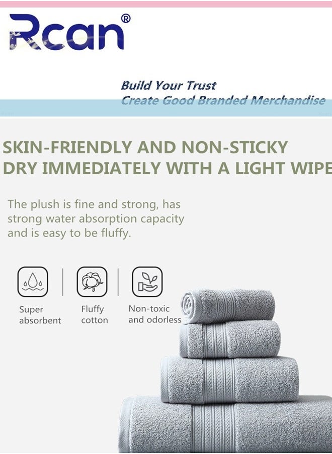 Rcan 4 Piece Towel Set Cotton Luxury Plush Towels 2 Square Towel 1 Washcloths 1 Bath Towel Highly Absorbent Quick Dry Towel Premium Quality Towel Hand Set for Bathroom Hotel  - Image 5