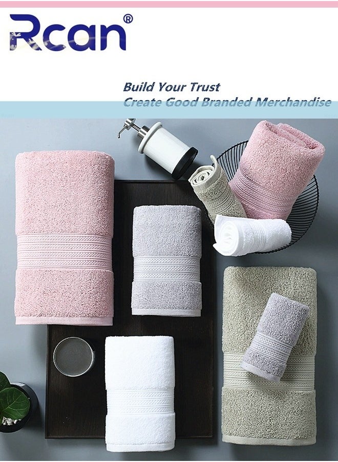 Rcan 4 Piece Towel Set Cotton Luxury Plush Towels 2 Square Towel 1 Washcloths 1 Bath Towel Highly Absorbent Quick Dry Towel Premium Quality Towel Hand Set for Bathroom Hotel  - Image 2