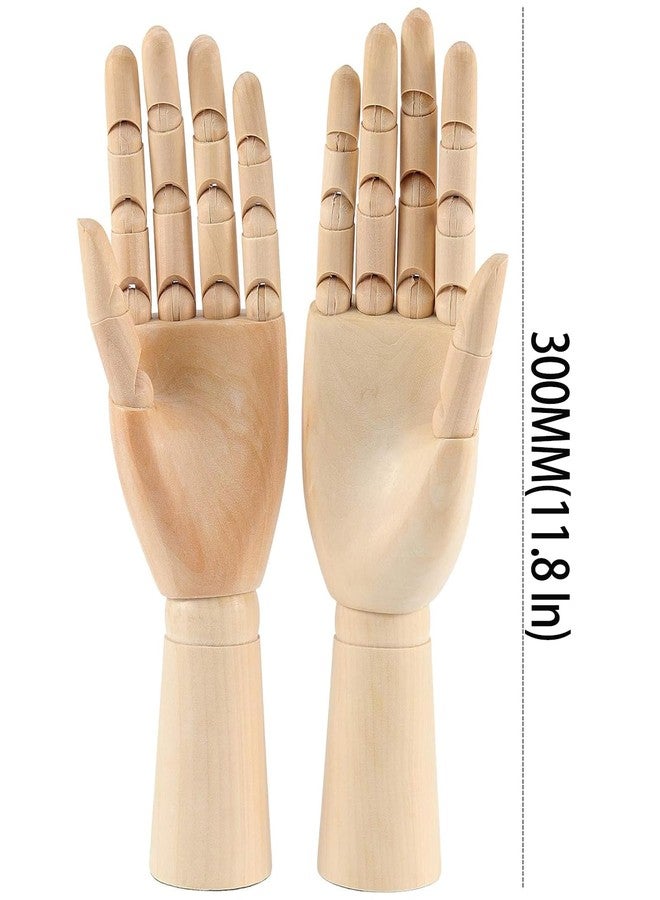 ZEONHAK 4 Pack 11.8 Inches Flexible Wooden Hand Model, Moveable Wood Mannequin Hand for Sketching, Painting, Jewelry Display, Home Office Decoration, Desktop Decoration, Left and Right Hand - Image 2