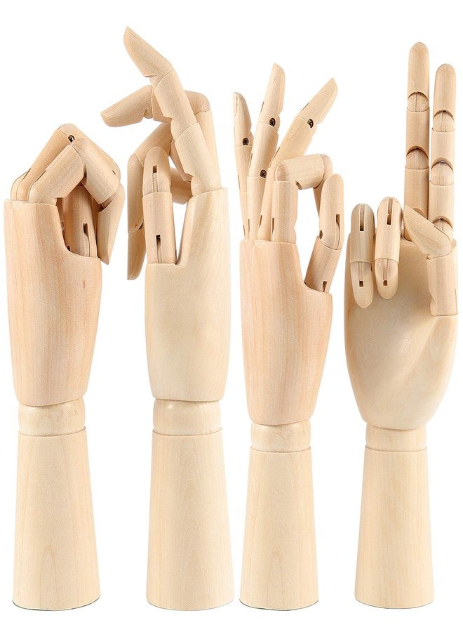 ZEONHAK 4 Pack 11.8 Inches Flexible Wooden Hand Model, Moveable Wood Mannequin Hand for Sketching, Painting, Jewelry Display, Home Office Decoration, Desktop Decoration, Left and Right Hand - Image 1
