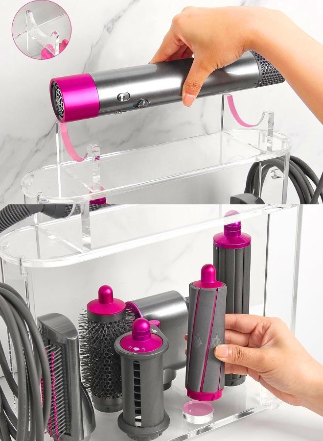 Chase Up Acrylic Dyson Storage Holder – Multifunctional Storage Organizer - Compatible with Dyson Air wrap - 6 Holes Countertop Organizer Desktop Organizer Storage for Household and Bathroom. - Image 3