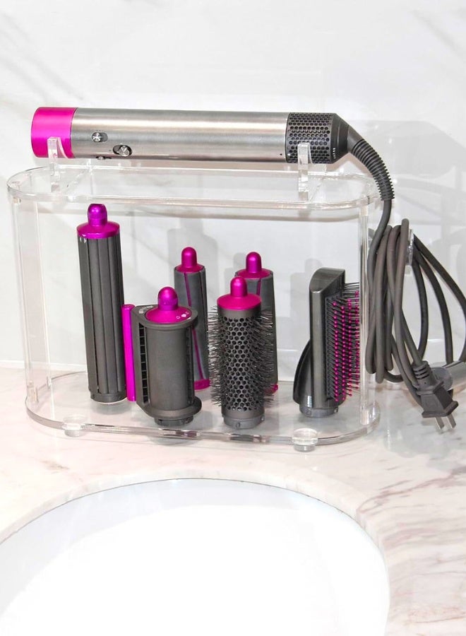 Chase Up Acrylic Dyson Storage Holder – Multifunctional Storage Organizer - Compatible with Dyson Air wrap - 6 Holes Countertop Organizer Desktop Organizer Storage for Household and Bathroom. - Image 2