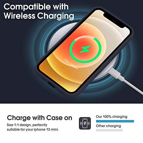 Supdeal Liquid Silicone Case for iPhone 12 Mini, [Camera Protection] [Anti Fingerprint] [Wireless Charging] 4 Layer Phone Case Protective Cover, Built-in Microfiber Case Cover, 5.4", Black - Image 5